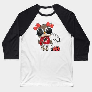 Cute fashion owl wearing sunglasses with a ladybug on a leash Baseball T-Shirt